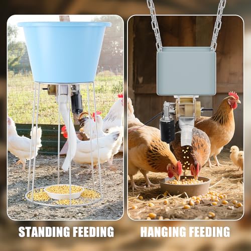 Automatic Poultry Feeder，16 Groups Automatic Chicken Feeder，Timed Feeder for Chickens, Ducks, Geese, Pigeons, Dogs, Fish, Cat