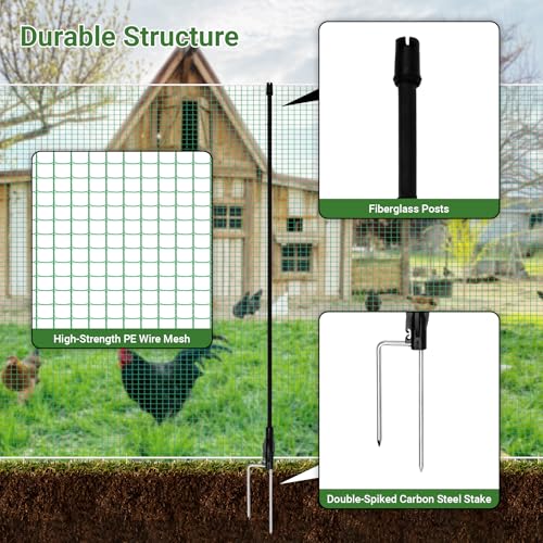 Temporary Fence with Posts 4' x 65' Suitable for Backyard, Garden - size: 4' x 65'