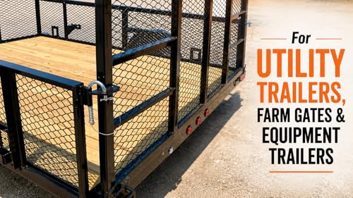 Grizzly Made 2 Pack Trailer Gate Latch Pin, Candy Cane Quick Release Spring Latch with 12" Stainless Steel Safety Cable, 9/16" Gate Pin for Utility Trailer, Farm Gate, Equipment Trailer
