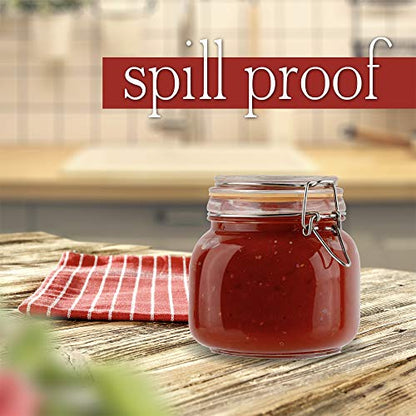 Glass Jar with Airtight Lid 24 oz | Food Storage Jar, Wide Mouth, Leak Proof Kitchen Canister - size: 24 oz