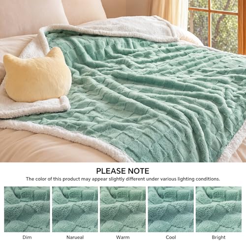 Luciphia Waterproof Dog Blanket, Reversible Fleece & Sherpa, Couch Cover - color: Mint Green, size: Medium (57x40 inch)