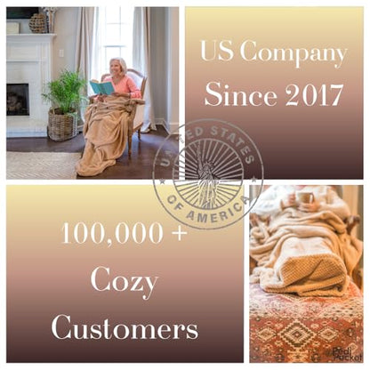 PediPocket 50"x70" Cozy Cappuccino Foot Pocket Blanket Plush Fleece Non-Electric - color: Cozy Cappuccino