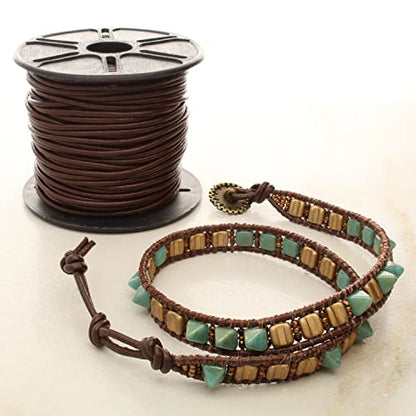 The Beadsmith Leather Cord – Beach – 1mm Spool – 25 Yards/22.86 Meters – Indian Leather Thong Ideal for Braiding, Beading, Necklaces, Fine Lacing, Hair Accessories & DIY Jewelry Making - size: 1mm, style: Beach – 25 Yards
