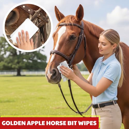 Threlaco 3 Pack Horse Bit Wipes 120 Pcs Apple Horses Bit Cleaners for Happy Horse Disposable Cleaning Wipes for English or Western Bits - style: Apple