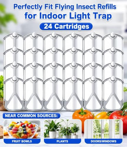 24 Pack Refill Cartridge Kit Compatible with Plug-in Light M364 and Max, Flying Insect Trap Refills Replacements for House & Fruit Flies, Easy to Use