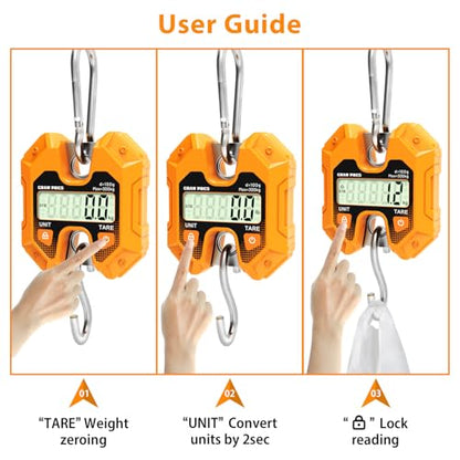 GRAM PRES Digital Hanging Scale - 660LB/300KG, Mini Crane Scale for Deer Hunting, Farm, Fishing, Meat, Game, Luggage, Outdoor