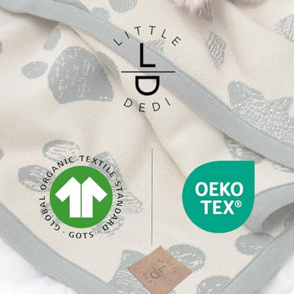 Baby & Pet Blanket 100% Cotton with Sherpa Fleece – Soft Stroller & Cuddle Blanket for Baby, Dog & Cat – Breathable, Hypoallergenic, Washable – 76×96 cm All-Season Blanket Reed Green Beige - color: Green