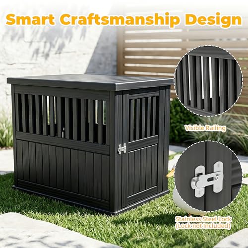 Vixzen Outdoor Duck House, PP Resin Poultry Shelter, Black - color: Black, size: 29.7"L x 21.3"W x 25.3"H