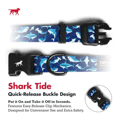 Tuff Pupper Premium Adjustable Dog Collar, Stylish Pattern Collars Designed in USA, Quick Release Buckle, Shark Tide Small (0.7 Inch Wide x 8-12 Inch Neck) - color: Shark Tide, size: Small
