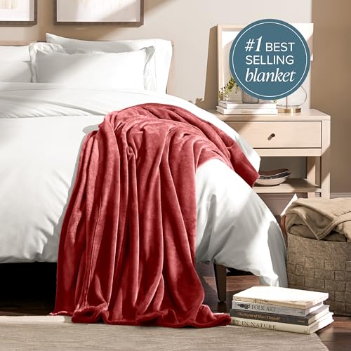 Bare Home Fleece Blanket Luxury Microplush (Full/Queen, Rosewood) - color: 24 - Rosewood, size: Full/Queen
