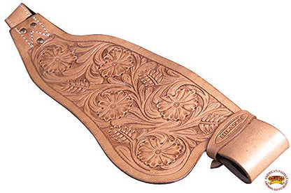 HILASON Tan Leather Saddle Fender Pair with Hobble Strap - color: black