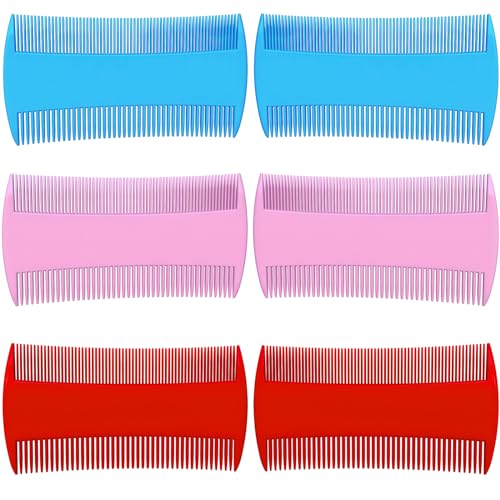 Double-Sided Pet Grooming Comb Set, 6-Pack Flea and Lice Combs with Rounded Teeth, Professional Dematting Tool for Pets