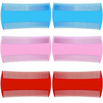 Double-Sided Pet Grooming Comb Set, 6-Pack Flea and Lice Combs with Rounded Teeth, Professional Dematting Tool for Pets