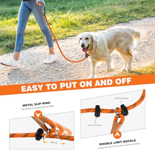 lynxking Dog Leash 3/8in x 6ft Slip Lead Reflective Black and Orange, 2 Pack