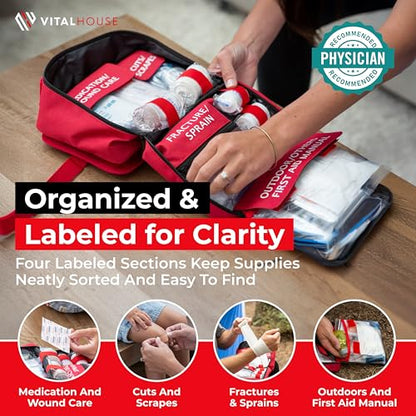 First Aid Kit 346 Piece with Tourniquet, Trauma Kit for Home Car Travel