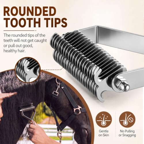 Abbylike 2-sided Livestock Shedding Comb, Grooming Dematting Brush - style: 2-sided
