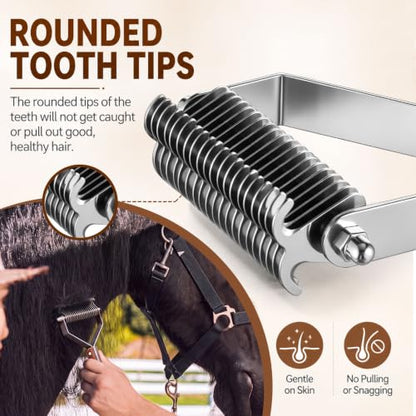 Abbylike 2-sided Livestock Shedding Comb, Grooming Dematting Brush - style: 2-sided