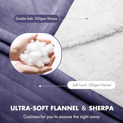 Heated Blanket Queen Size, Purple Electric Blanket, Dual Control - color: 01 - Purple, size: Queen - 84" x 90"