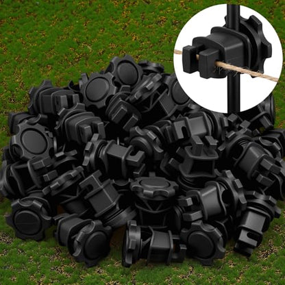 Frienda 100 Pcs Electric Fence Wire Insulators, Screw Round Post, Black - color: Black