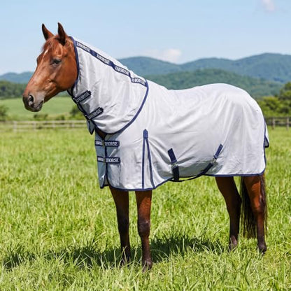Horse Summer Sheet Breathable Mesh Blanket with Neck, Size 76 Light Gray - color: Light Gray, size: Size 76, style: Polyester Mesh