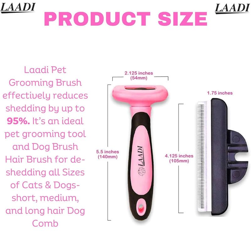 Laadi Deshedding Tool - Reduces Shedding by Up to 95% for Pets' Grooming - Suitable for Dogs, Cats, Horses, and Rabbits