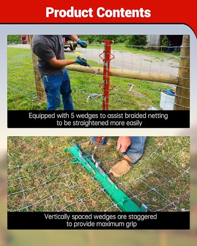 4ft Woven Wire Fence Stretcher Bar with 5 Wedges,Field Fence Stretcher - size: 4FT
