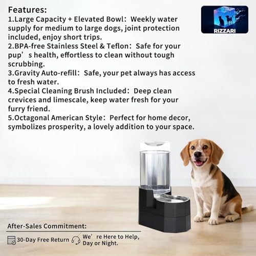 Sfozstra 8L Raised Pet Water Dispenser: Large Breed Comfort - color: Black, size: 8L Raised