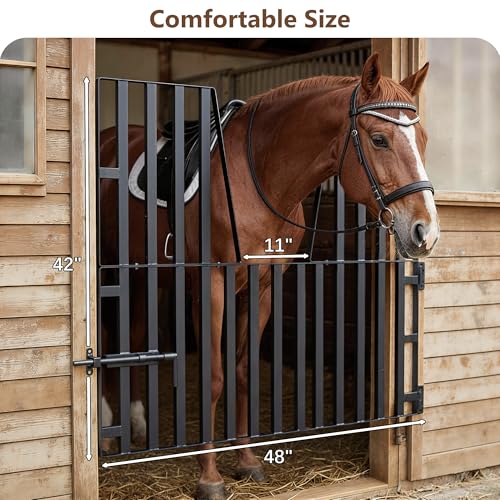 Horse Barn Door Gate 48" X 42" Metal Horse Stall Door Guards Yoke Design | Heavy Duty Horse Stall Gate for Horses, Farm, Home Barns Doorways Livestock Enclosures