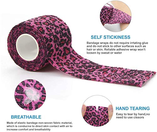 Pet First Aid Tape Waterproof Self Adherent Cohesive Bandage for Dogs Cats Horses Breathable Non-Woven Elastic Self Adhesive Sports Tapes (Leopard print) - color: Leopard print