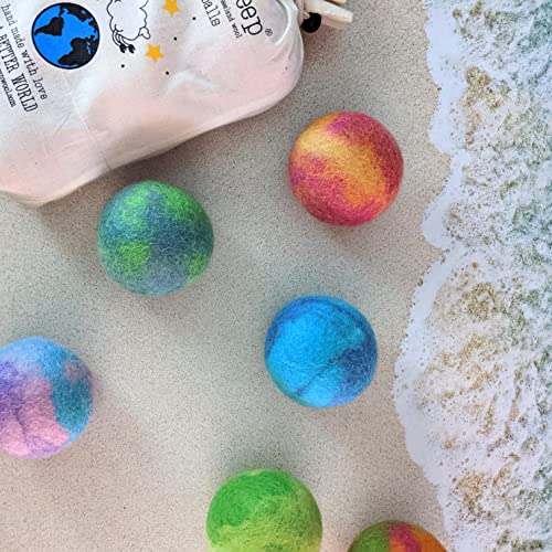 Friendsheep Wool Dryer Balls, Organic Reusable Fabric Softener Alternative for Laundry, Handmade, Fair Trade, Hypoallergenic, Eco-Friendly, Plastic-Free (6 Pack XL - Galxy Tie Dye) | Reusable fabric softener alternative Organic wool, handmade, fair trade,