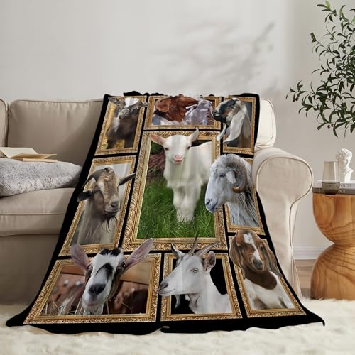 Goat Blanket Ultra Soft Cozy Sheep Throw Blanket Fleece Fuzzy Plush Bedding Goat Sheep Lovers Gifts for Women Girls Kids Adults 50"x40" - color: Goat, size: 50"x40"