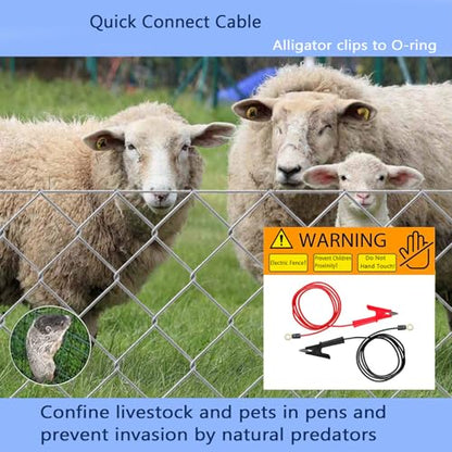 Electric Fence Wire Connectors Jumper Leads Cable Alligator Clips 2PCS | for Solar Fence Charger,Energizer Connector 3.28Ft - size: 16AWG