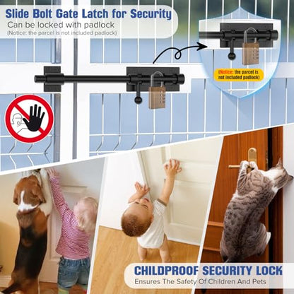 12 Inch Barrel Bolt Latch, Sliding Bolt Gate Lock, Black - color: Black-1Pc, size: 12 Inch