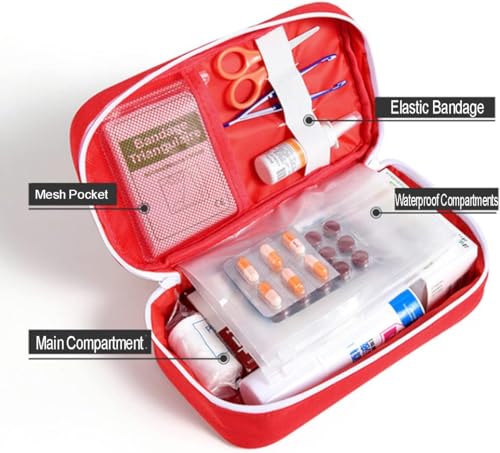 4Pcs Red Empty First Aid Bag Portable Medical Storage Bag