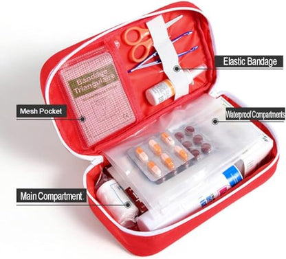 4Pcs Red Empty First Aid Bag Portable Medical Storage Bag