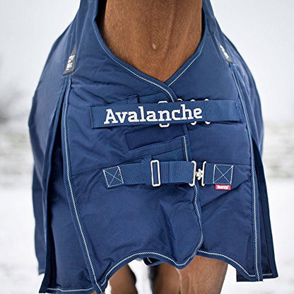 Horze Avalanche 1200D Ripstop High Neck Heavy Weight Waterproof Horse Turnout Blanket (300g Fill) - Peacoat Dark Blue - 84 in - size: 84 in