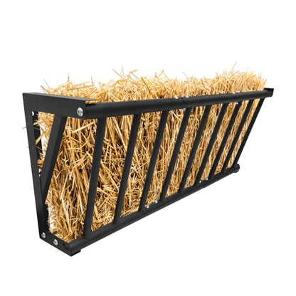 Wall Mounted Hay Feeder & Blanket Holder, 40" Heavy Duty Steel Hay Rack for Horse Stall, Goat Shed, Sheep Barn, 25 Gallons Large Capacity Feeder Organizer for Feeding and Storage - size: 40 inch