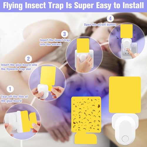 Flying Insect Trap Plug-in, Indoor Mosquito & Gnat Killer - color: bright white, size: 1 device + 5 refills