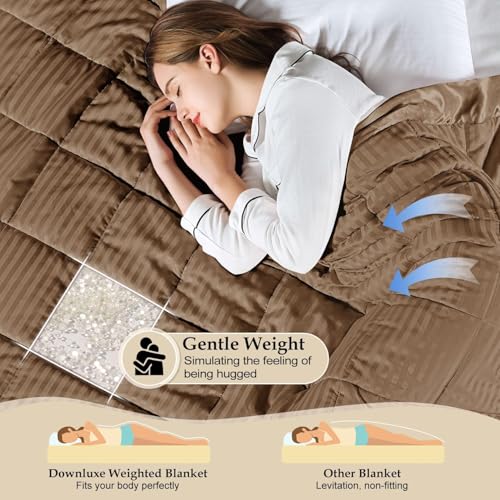 downluxe Weighted Blanket King Size, 18 lb Weighted Blanket with Glass Beads for All Season, Machine Washable Heavy Blanket (Brown, 90 X 108 Inch) - color: Brown, size: Weighted King,18lb