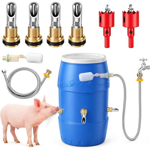 Pig Nipple Waterer, 4-Port Pig Waterer Kit with Float Valve