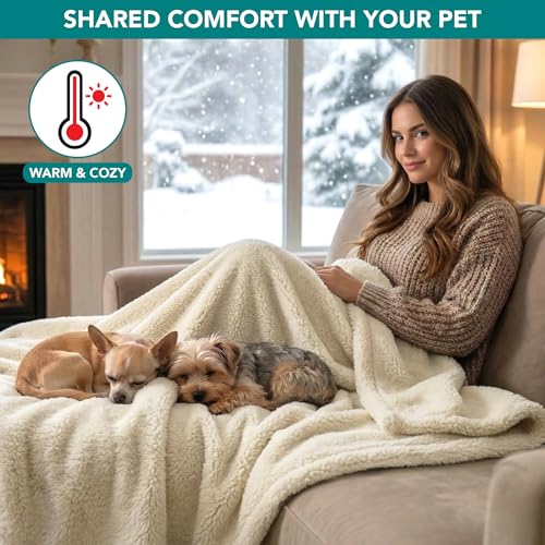 PetAmi Fluffy Sherpa Waterproof Dog Blanket for Medium Pet Cat 29x40, Beige - color: Beige, size: Medium (29x40)