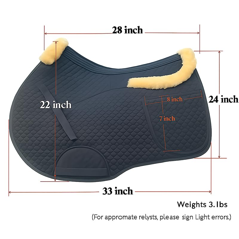 Universal English Saddle Pad with Adjustable Shims, Faux Shearling Trim, Plush Faux Wool, 3D Cooling & Non-Slip Tech. Ideal for Dressage, Jumping & Training. Machine Washable - color: Red