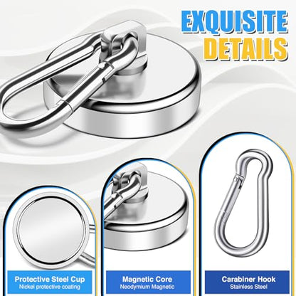 200Lbs Magnetic Carabiner Hook 2 Pcs Strong Magnetic Hooks Heavy Duty - style: 200lb-2P