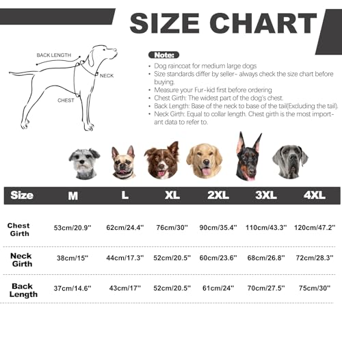 Dog Raincoat with Built-in Harness, Dog Rain Jacket with Clear Hood - color: Black, size: Large