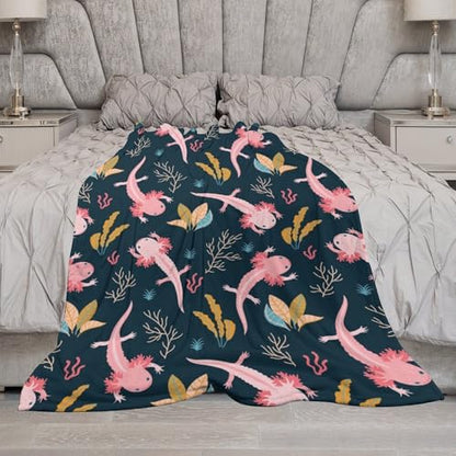 Cute Axolotl Fleece Throw Blanket for Couch Adults Teens 40" X 50" - color: Axolotl, size: 40x50 inch