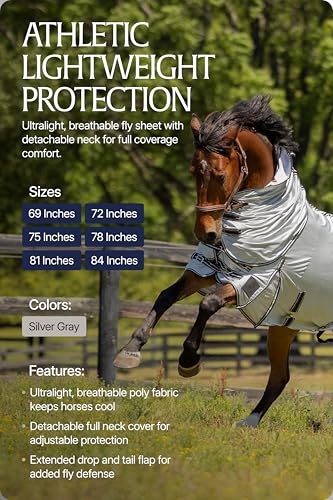 Equinavia Aktiv Athletic Detachable Horse Fly Sheet with Neck, Horse & Pony - size: 75 in