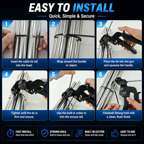 500PCS Cable Ties Kit, 11.8 Inch Heavy Duty Black Metal Zip Ties - color: Black, size: 500PCS 1.81x11.8 Inch