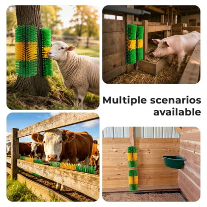 2 Pack Horse Brush Goat Scratching Post, Livestock Scratching Brush - color: Green