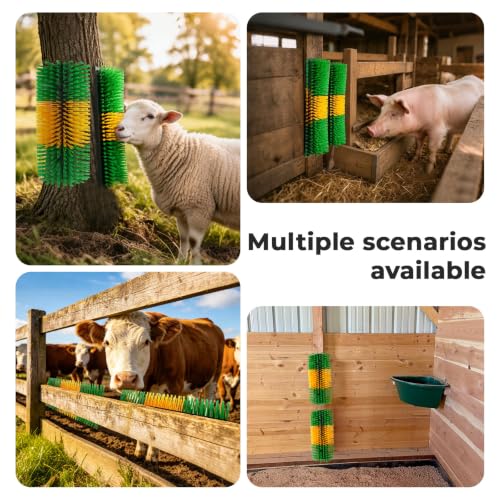 2 Pack Horse Brush Goat Scratching Post, Livestock Scratching Brush - color: Green