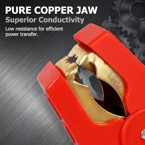 4 PCS 200A 90mm Car Battery Alligator Clips, Electrical Heavy Duty Alligator Clamps, Battery Replacement Cable Metal Spring Loaded Jumper Clips for Vehicles Boats (Red & Black) - color: Blackred#200